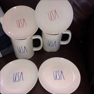 Rae Dunn USA Mugs and Plates Bundle